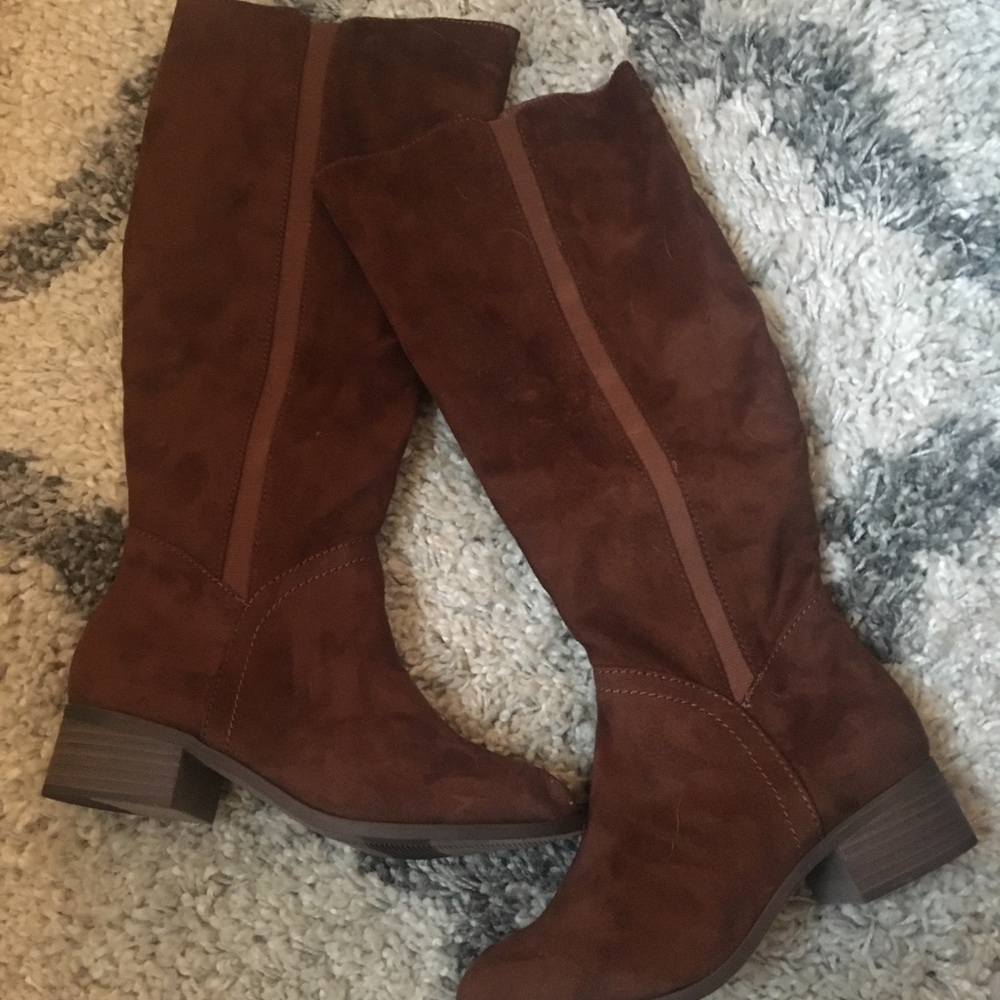 New [never worn] knee high cognac boots